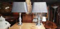 lampa stołowa srebrna glamour abażur szary prostokąt