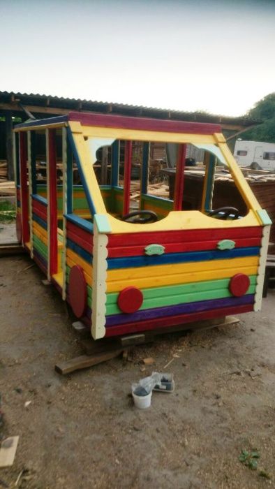 Деревянный автобус, для детской площадки