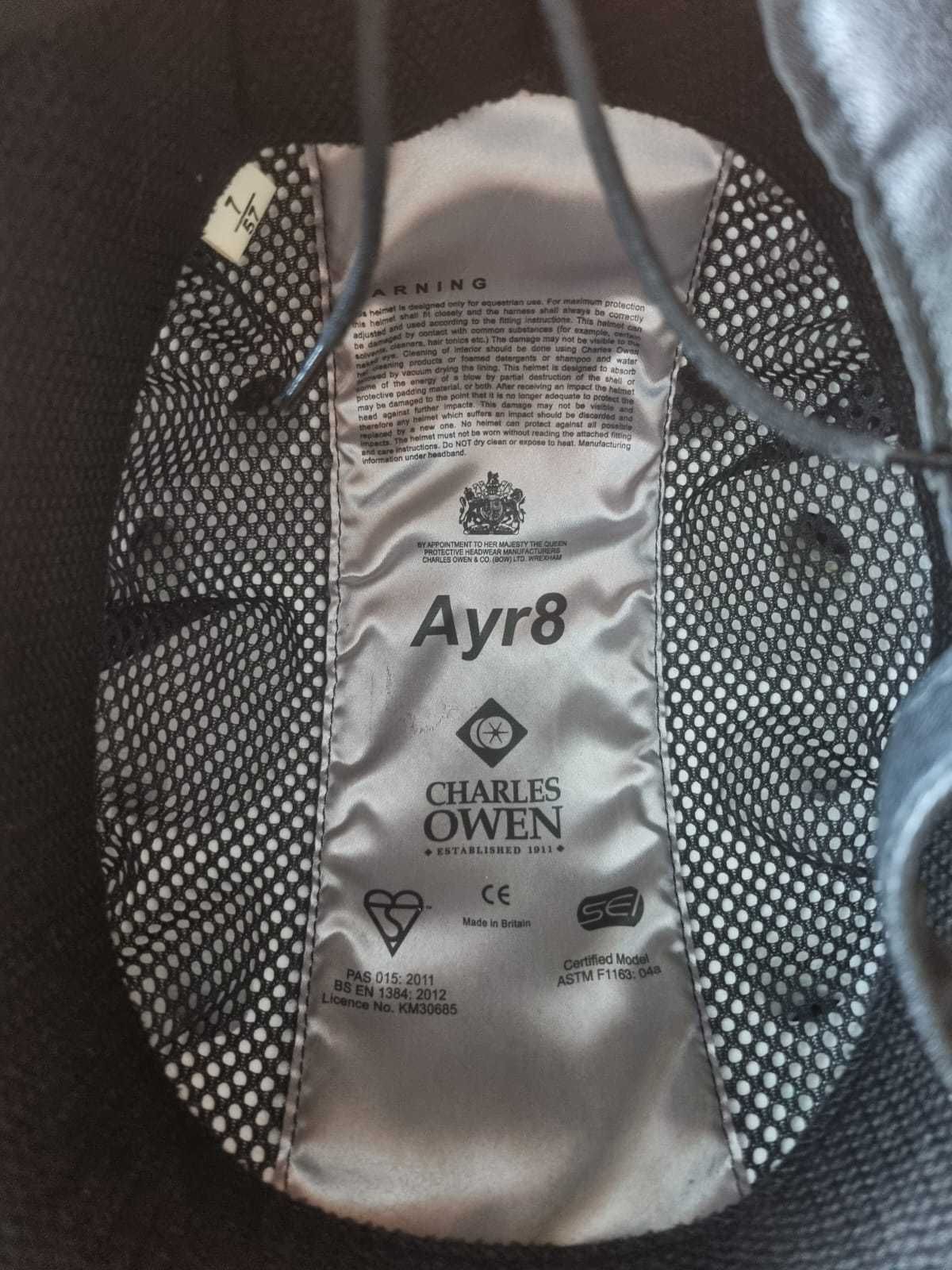 Kask jeździecki Charles Owen Ayr 8 leather 57cm ciemnogranatowy