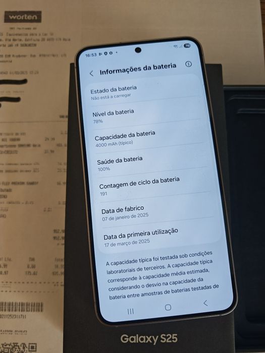 Samsung S25 5G 12GB/256GB Cinzento Seminovo C/Garantia Aceito Retomas