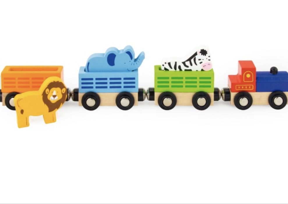Деревʼяні кубики Viga Toys з поїздом