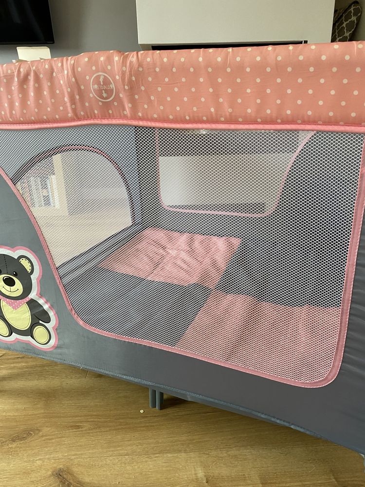 Milly Mally Łóżeczko-Kojec Dla Niemowląt Fun Pink Bear