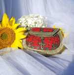 Mała torebka orientalna boho bohemian kopertówka czerwona metalowa