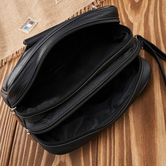 saszetka męska skórzana do ręki czarna klasyczna abruzzo abr-07