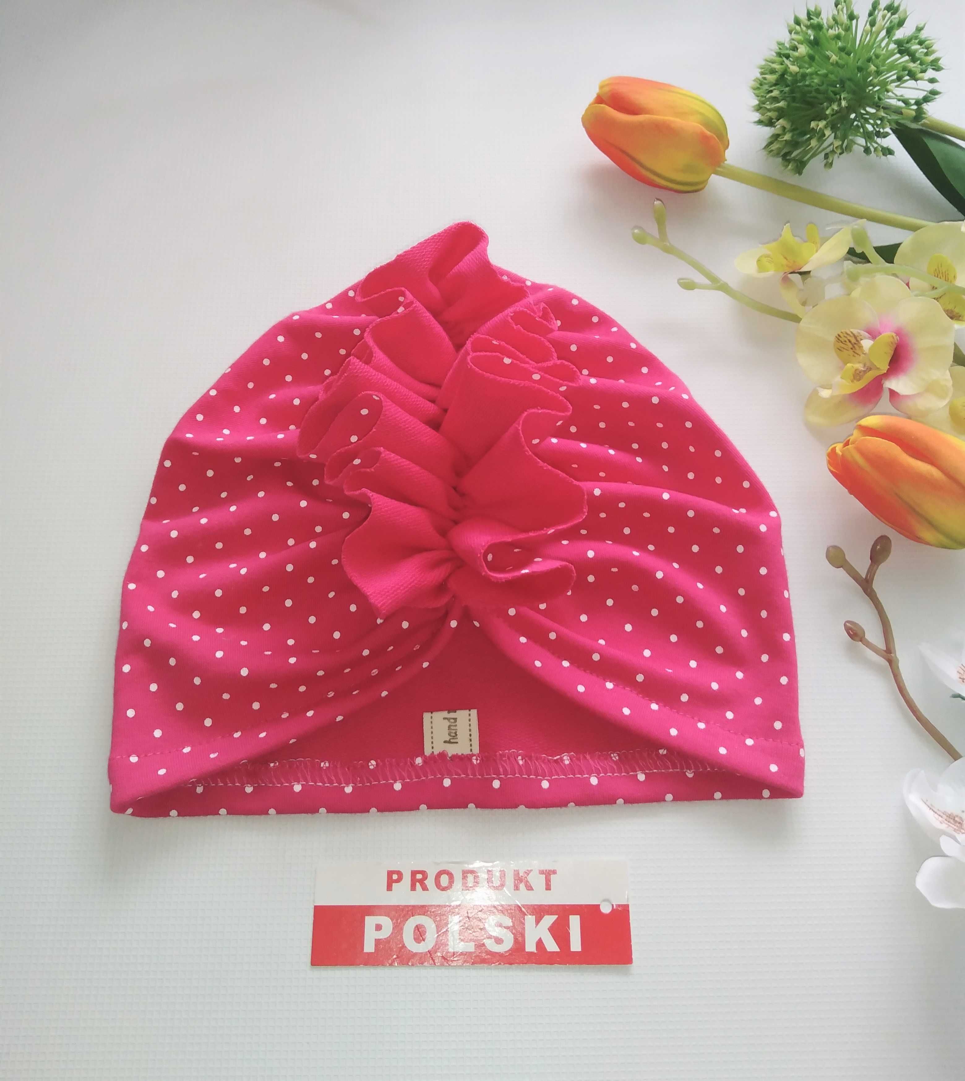Czapka turban - dla dziewczynki + opaska na głowę - wiązana Pin up