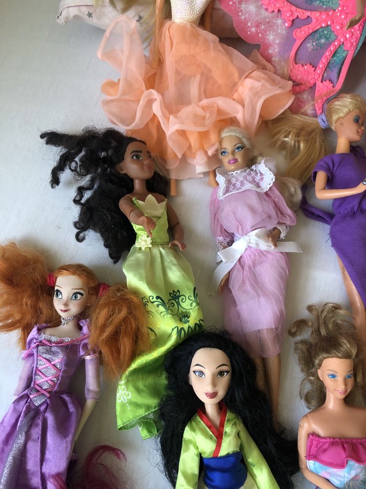 Lalki Barbie Mattel, Hasbro, Disney 15 szt. Całość, Pakiet