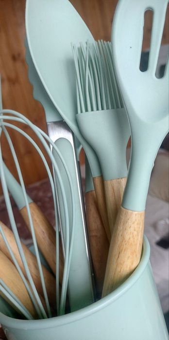 Набір кухонного приладдя бірюзового кольору (м'ятного) 10шт (9 кухонн)