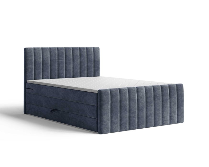 Łóżko kontynentalne tapicerowane PRESTO z materacami i pojemnikiem