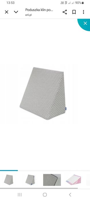 Poduszka klin pod plecy 60x50x30 CM Szara Krata