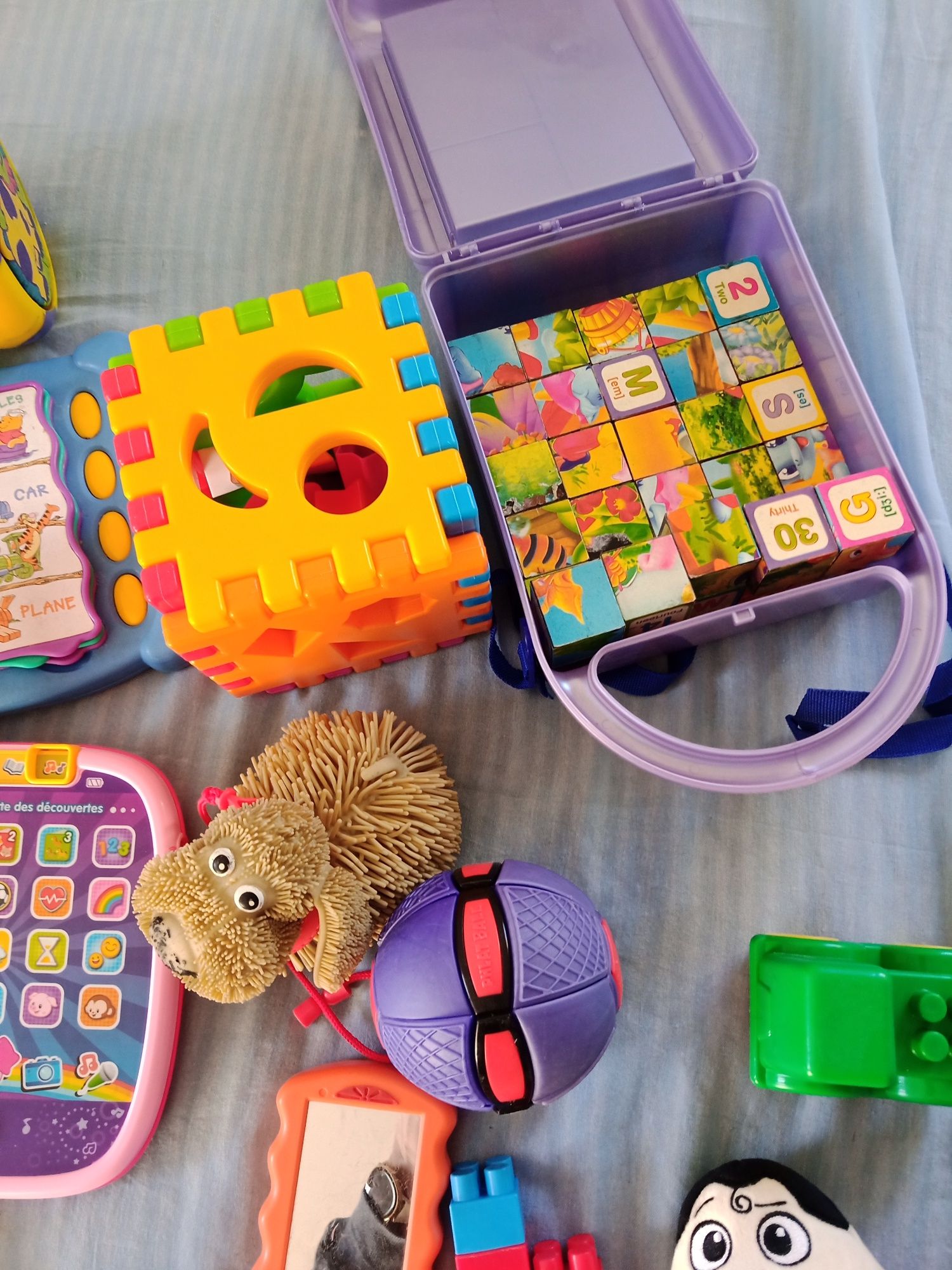 Zestaw zabawki puzzle pies fisher telefon