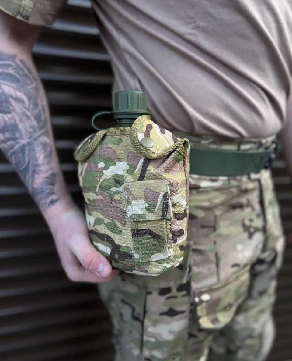 Фляга военная пластиковая в чехле мультикам  кружка котелок