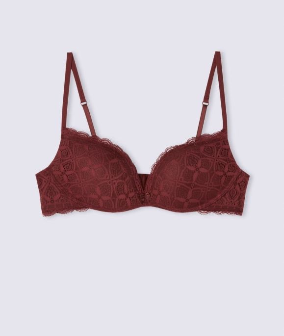 Intimissimi biustonosz Gioia super push up koronka 4B/85B bordowy