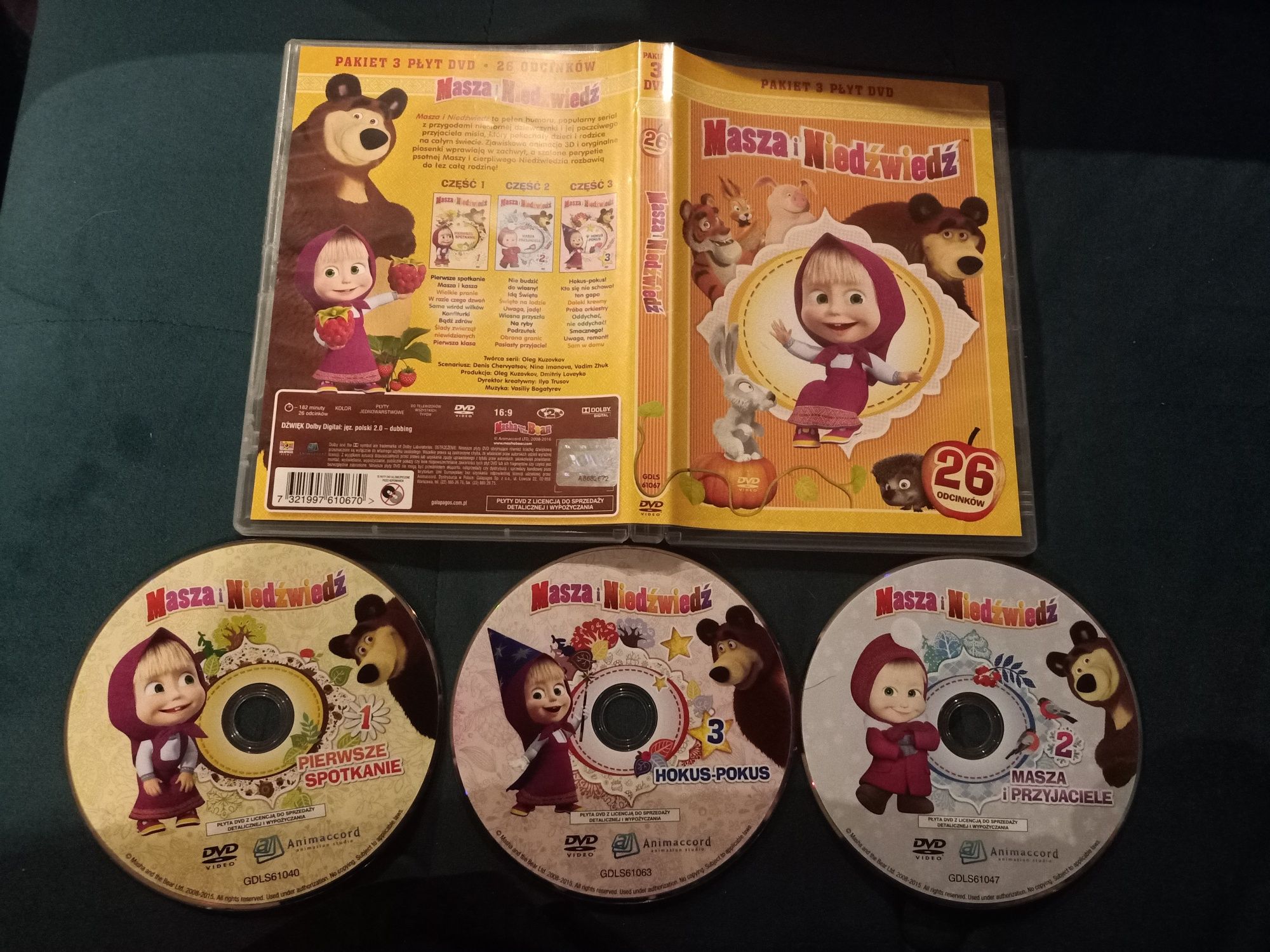 Bajka 3 x DVD Masza i Niedźwiedź sezon I cześć 1 2 3  26 odcinków