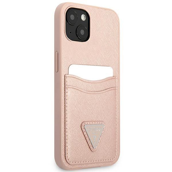 Guess Etui iPhone 13 Mini 5,4" Różowe Saffiano Triangle