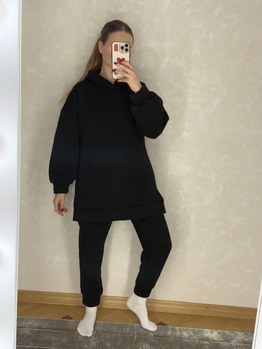 Чорний флісовий костюм жіночий S