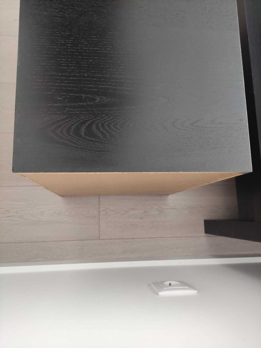 Cama + 2 mesas de cabeceira IKEA MALM em preto-castanho