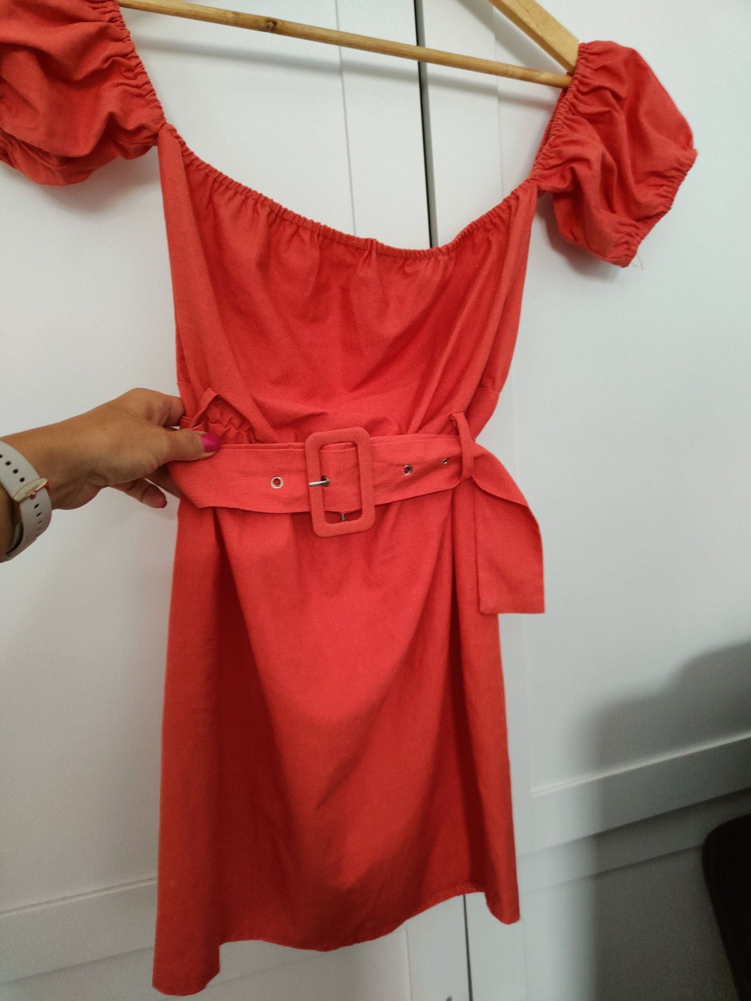 Sukienka pomarańczowa prettylittlething XS/s nowa bufki na lato