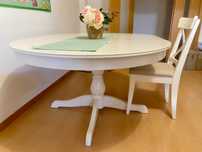 Mesa extensível Ingatrop branca e duas cadeiras Ingolf - IKEA