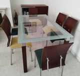 Mesa de sala + 6 cadeiras + móvel apoio em cerejeira.