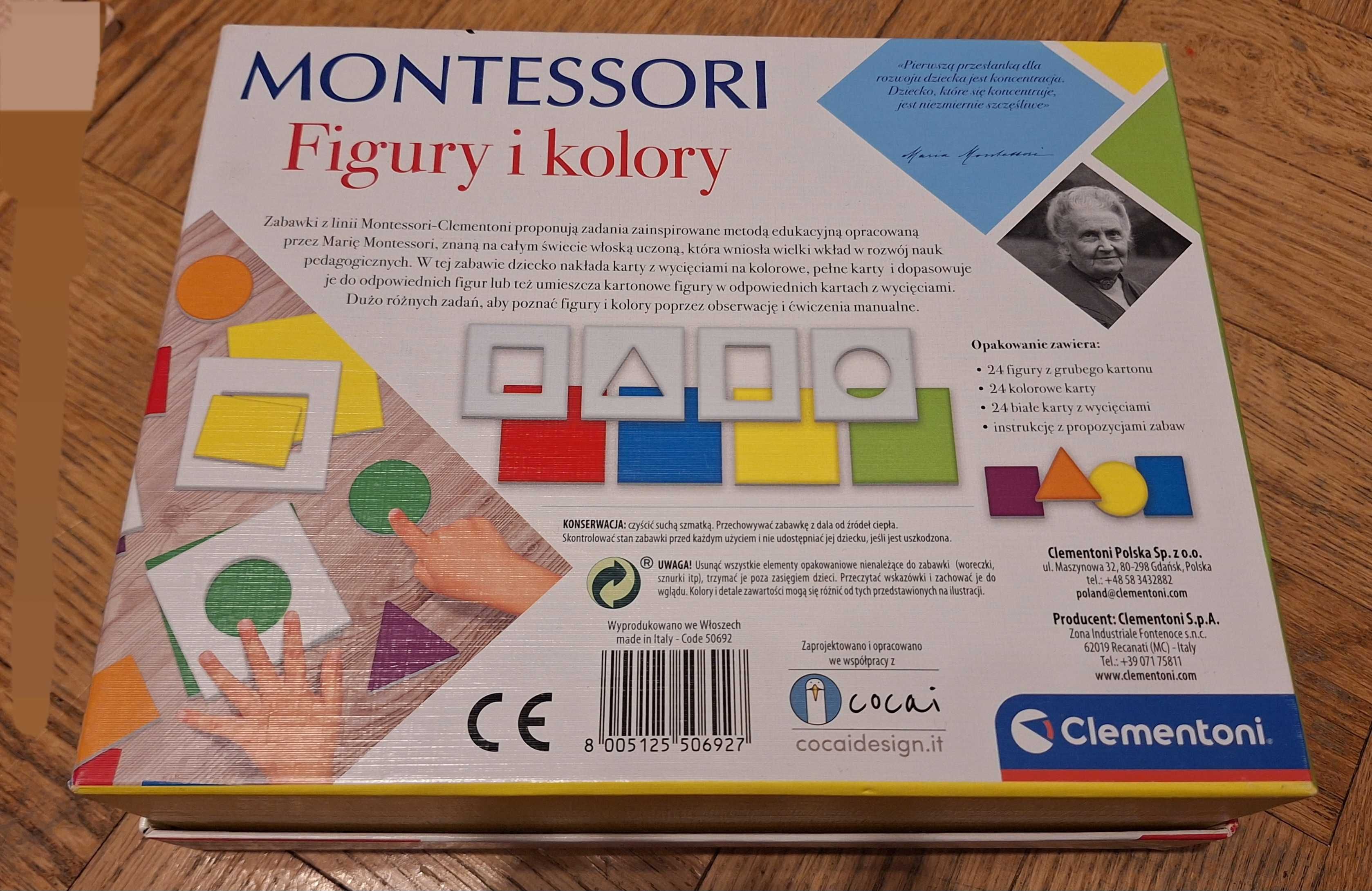 Montessori figury i kolory. Clementoni zabawka gra.