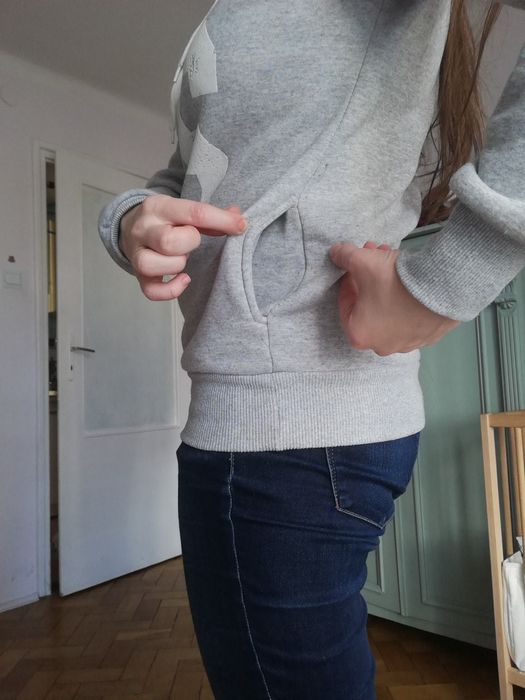 Szara bluza bardzo ciepła z kapturem