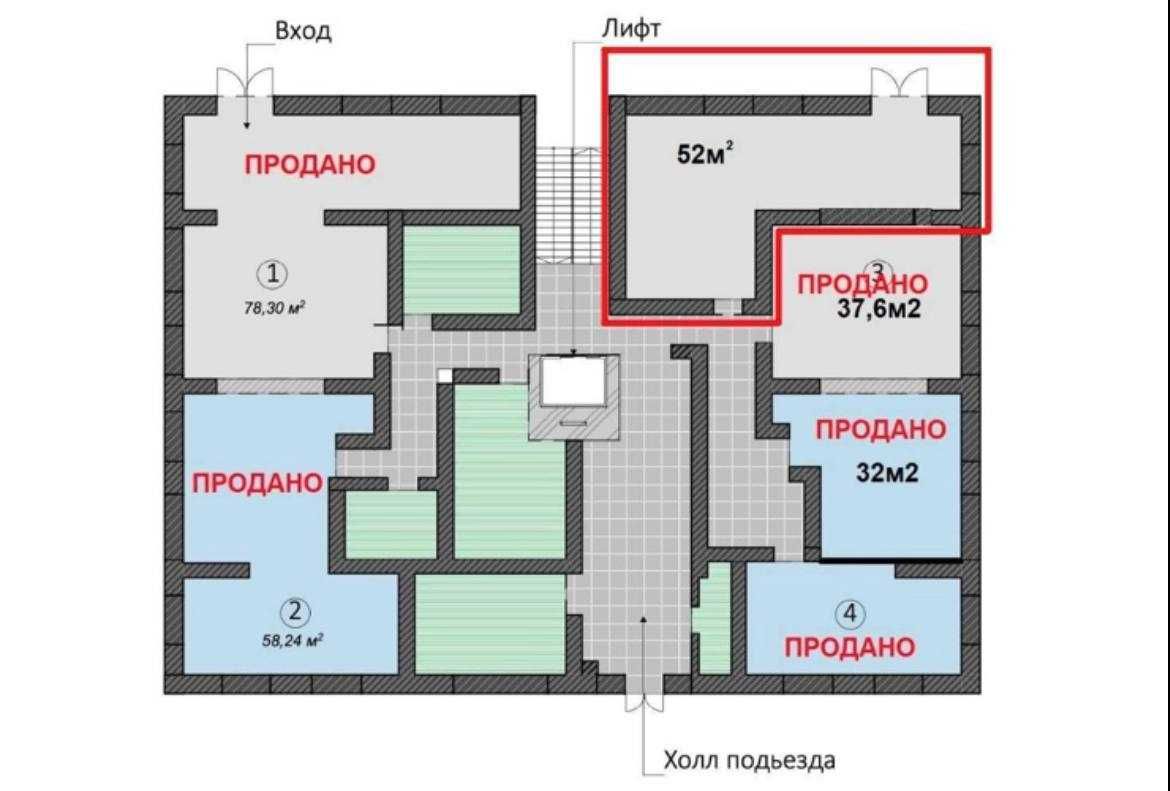 Комерційне приміщення 52м2в Жк Рідний з окремим входом з фасаду