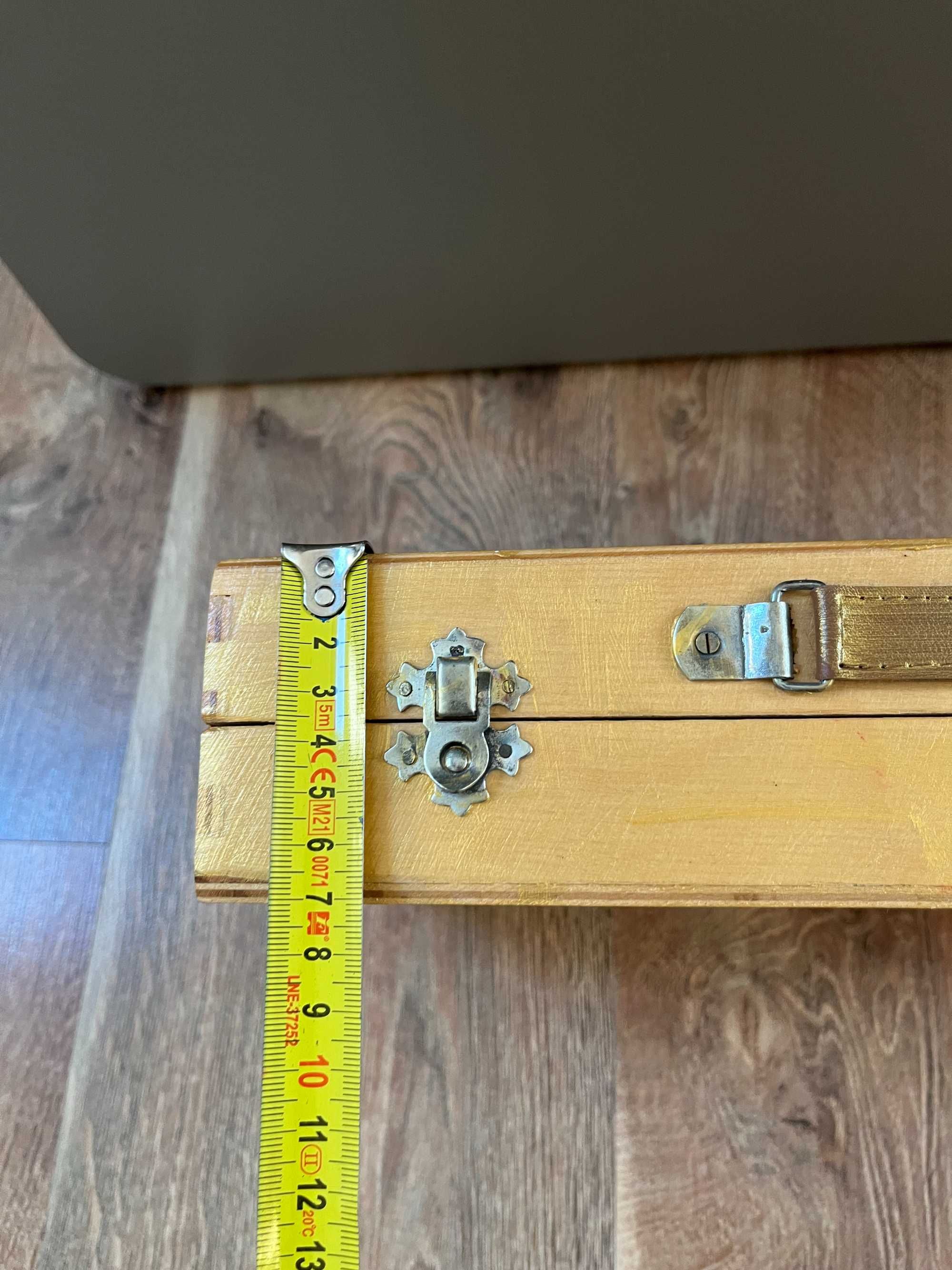 Pudełko drewniane na zestaw malarski szerokość 35 cm, wysokość 7 cm