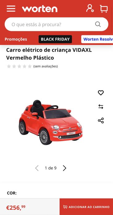 Carro elétrico de criança VIDAXL Vermelho Plástico