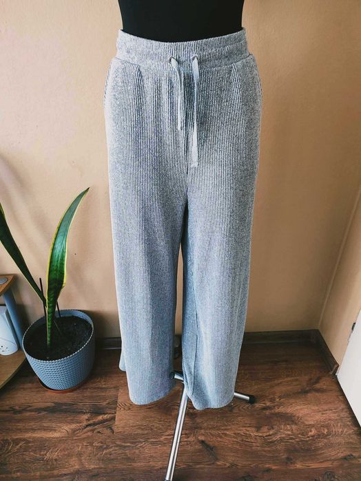 Szare prążkowane szerokie spodnie dresowe, ever.me, XL/42