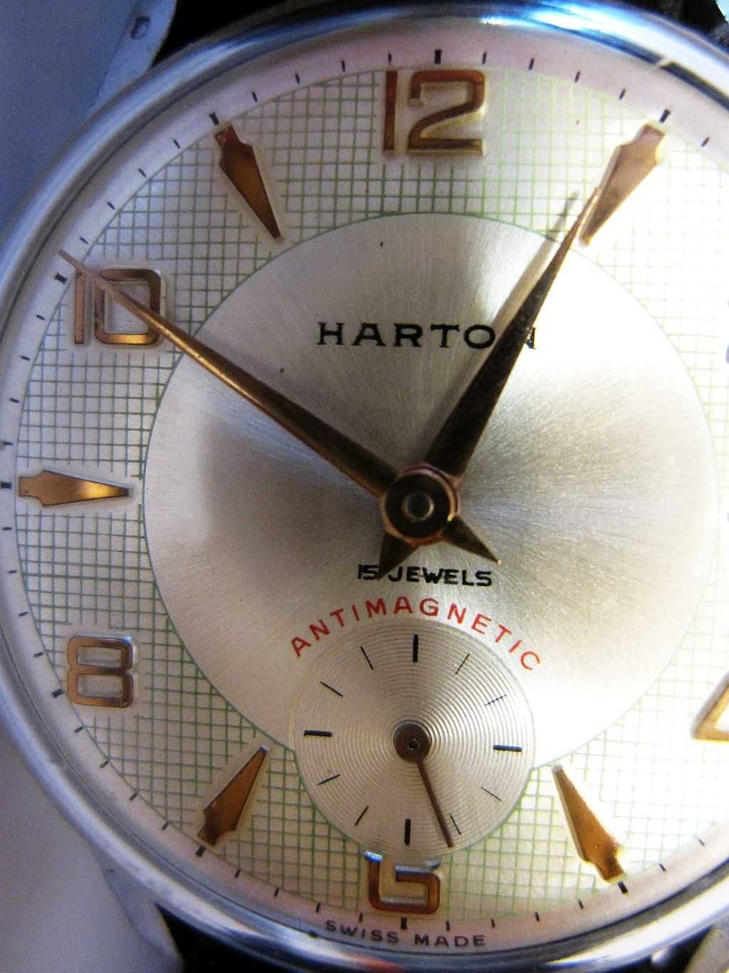 vintage relógio suíço - HARTON Super 15 Jewels antimagnetic - trabalha