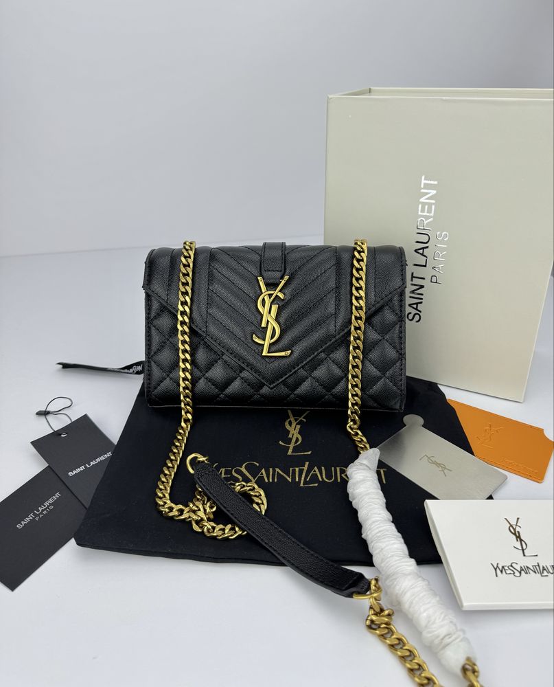 Сумка YSL Yves Saint Laurent Envelope шкіра | біла та чорна