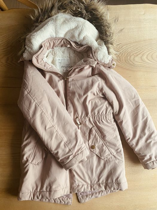 Kurtka Parka HM zimowa 128 jasny róż dziewczynka