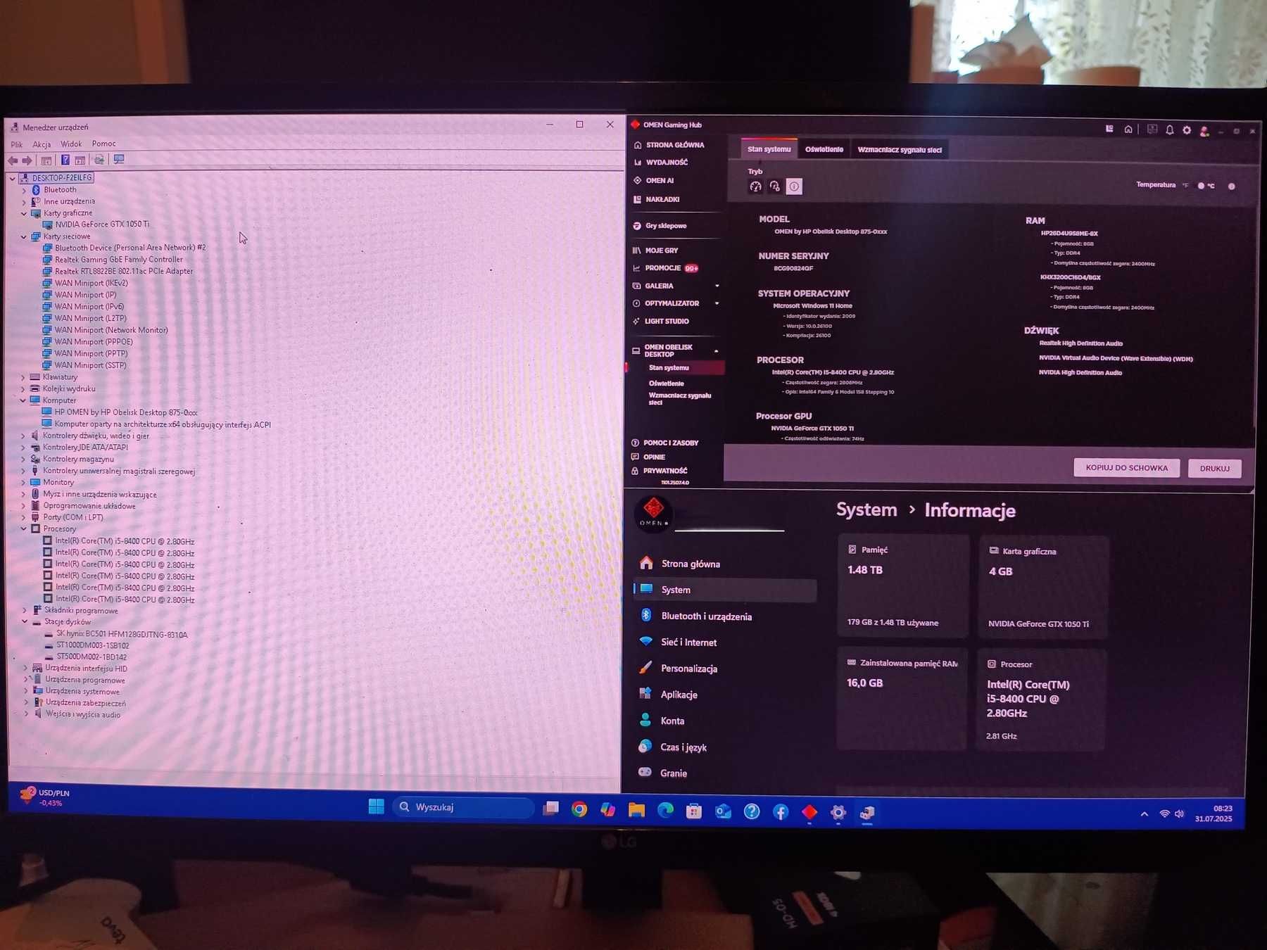 Komputer HP Omen Obelisk 875 i5-8400/16GB/128GBSSD+1,5TBHDD/GTX1050Ti