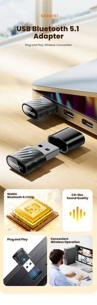 Toocki USB Bluetooth 5.1 адаптер Донгл для ПК