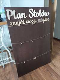 Plan stołów / rustykalny / tablica ślubna / rozmieszczenie gości