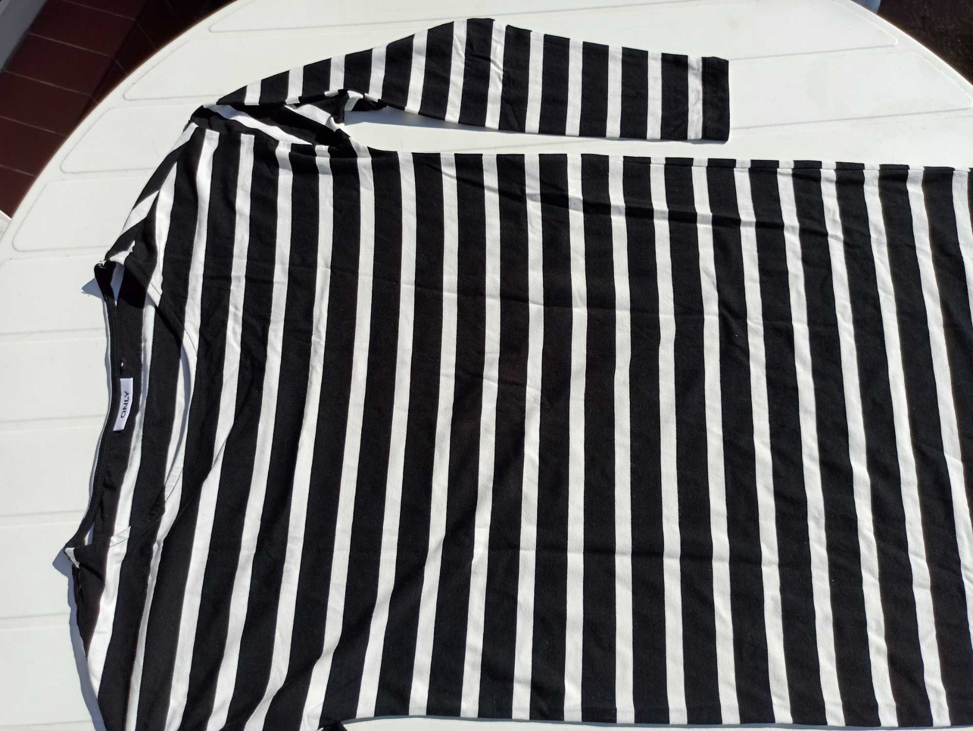 Nowa długa bluza tunika paski czarno-białe online s