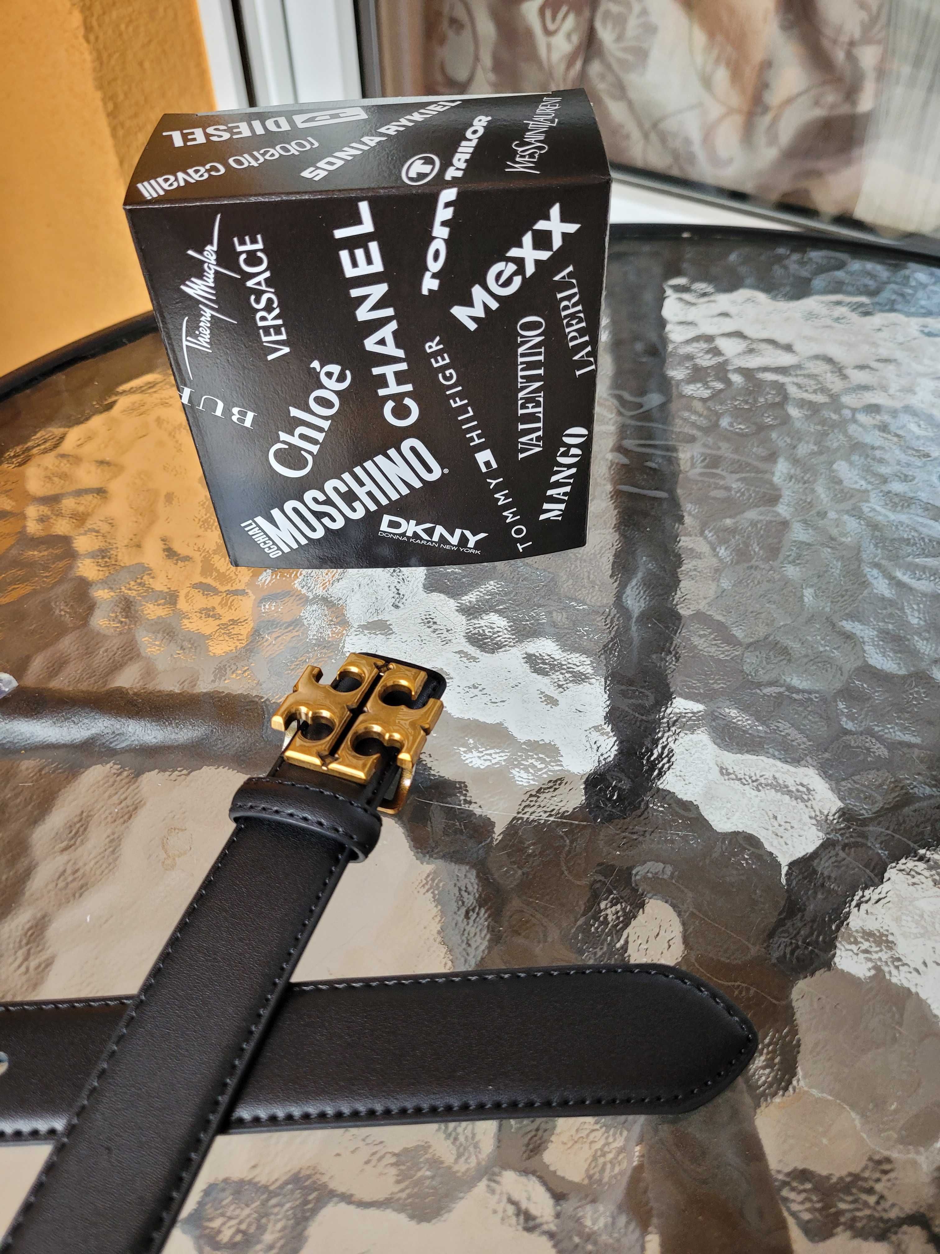 Czarny skórzany damski  Tory Burch 105 cm