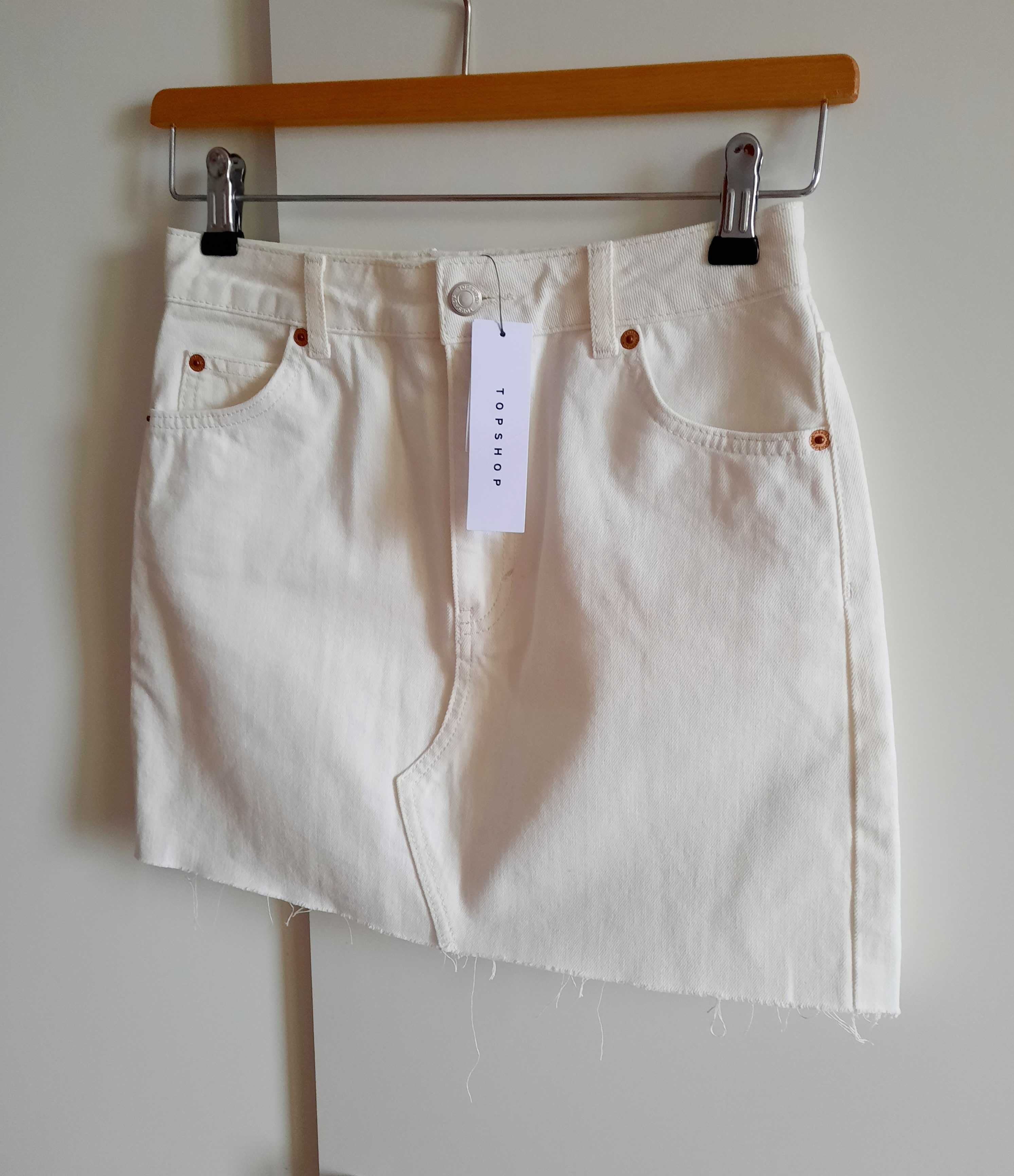 Topshop kremowa jeansowa spódnica spódniczka ivory ecru mini S 36