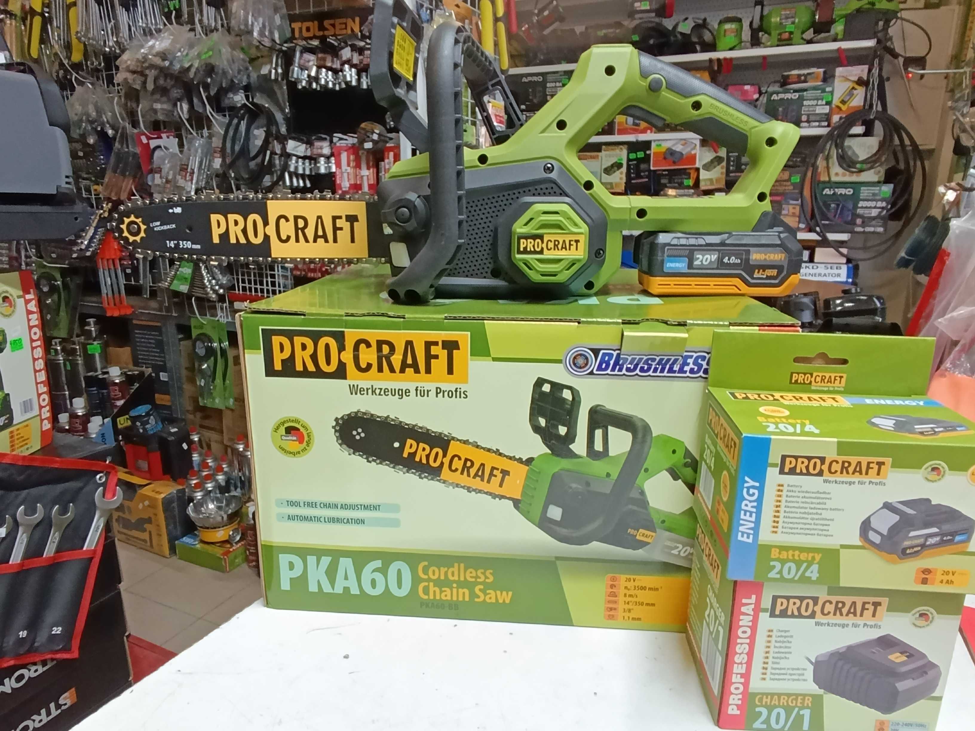 Пила акумуляторна PKA60 PROCRAFT(1АКБ-20/4А,зарядне в комплекті)