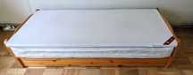 Łóżko/tapczan z pojemnikiem, lite drewno, 90 x 200, plus materac
