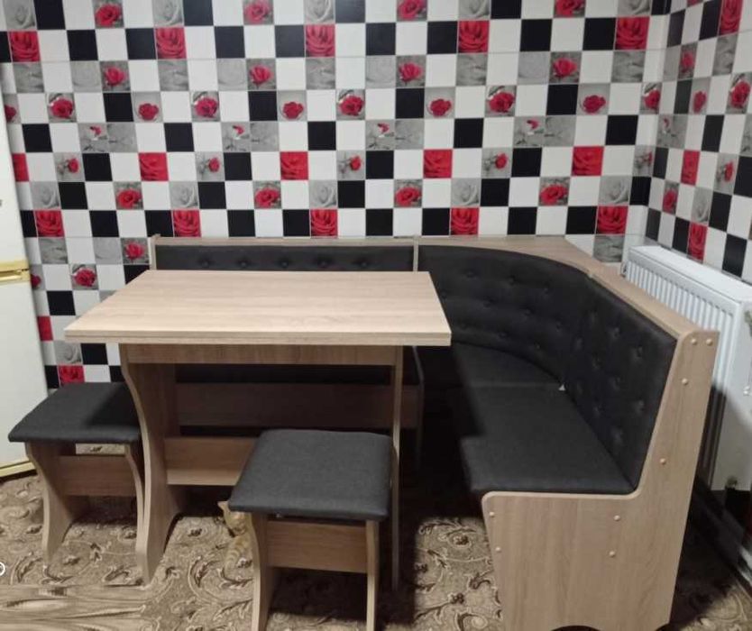 Комплект Куточок кухонний ДСП (Куток+стіл+2 табуретки)  Дуб сонома