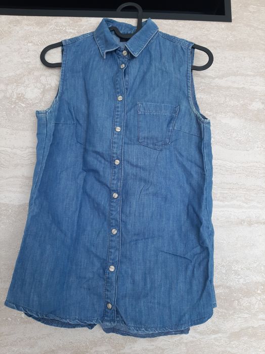 Koszula jeansowa damska bez rękawów