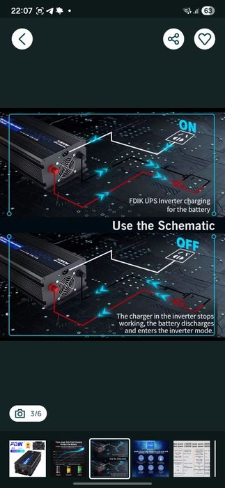 Інвертор-ДБЖ (UPS) FDIK 5кВт 12В->220В з чистою синусоїдою,зарядка 25А