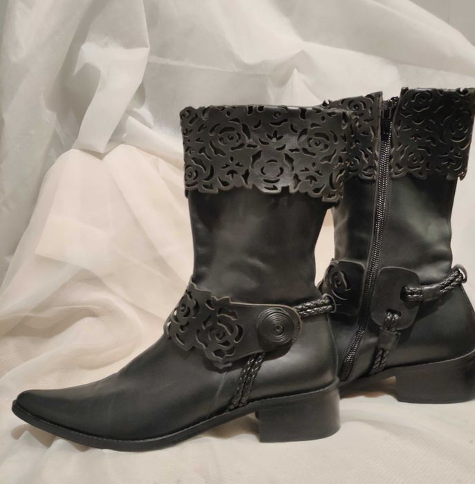 Черные кожаные женские ботильоны, размер 38