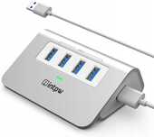 INTPW aluminiowy Hub 4x USB 3.0 do laptopa PC Macbook DELL HP kabel 1m