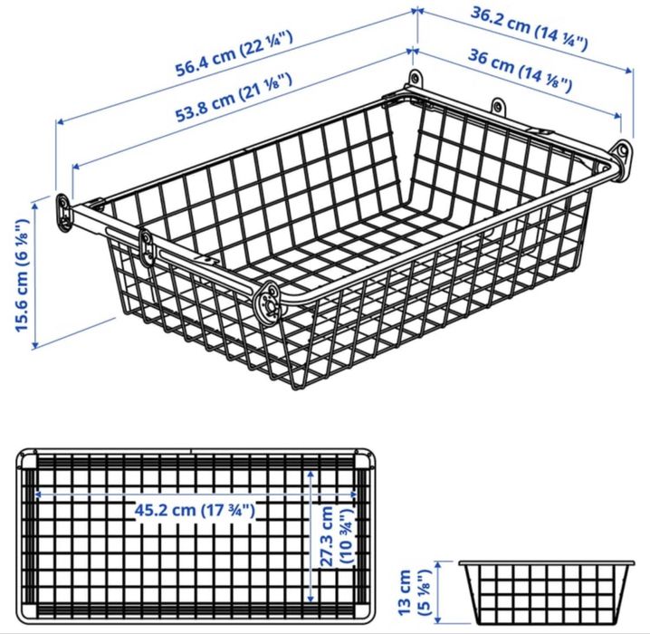 Hjalpa Kosz metalowy z prowadnicą do szafy Ikea Platsa 60x40cm