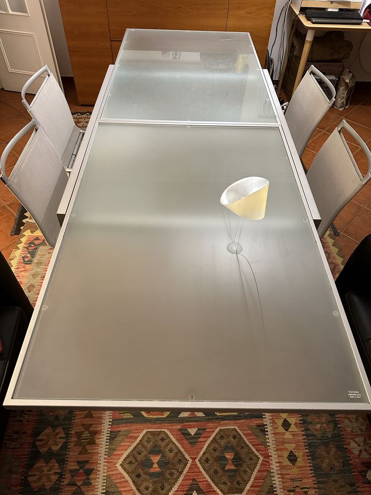 Mesa extensível vidro temperado italiano