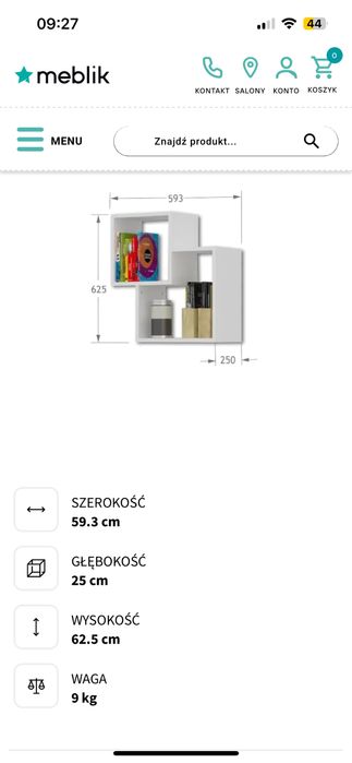 2 półki wiszące meblik duo white