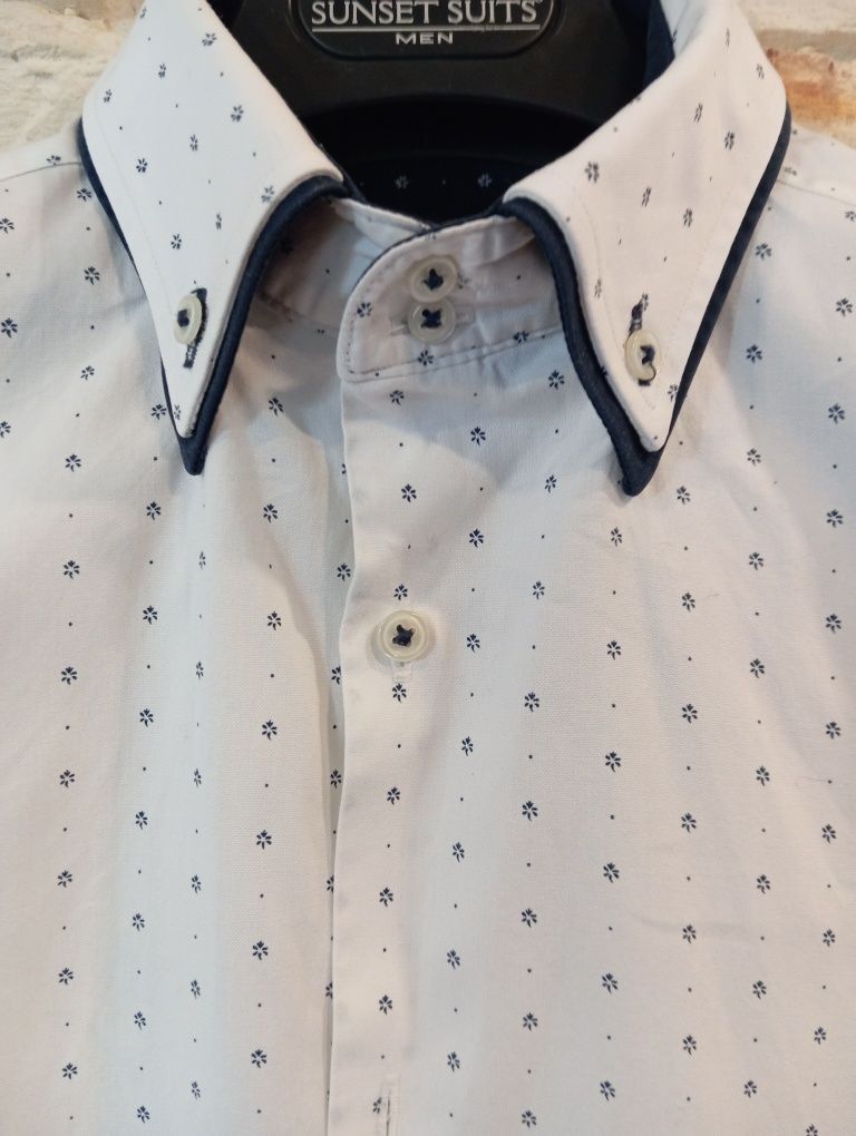 Biała koszula slim fit podwójny kołnierzyk r.S.    W.Gr.P