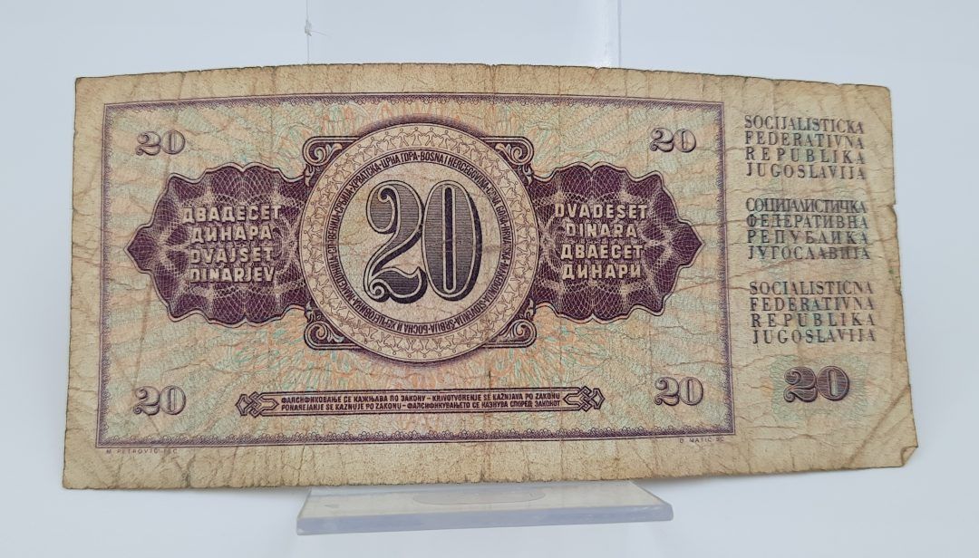 Stary Banknot kolekcjonerski 20 Dinarów 1978 Jugosławia